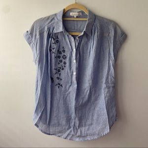 Heartloom Embroidered Chambray Collared Tee